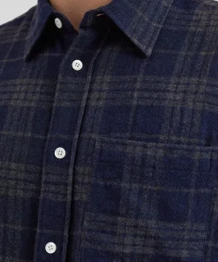 SHIRTING^Norse Projects Algot Relaxed Wool Check Shirt Dark Navy