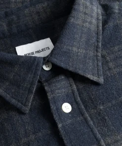 SHIRTING^Norse Projects Algot Relaxed Wool Check Shirt Dark Navy