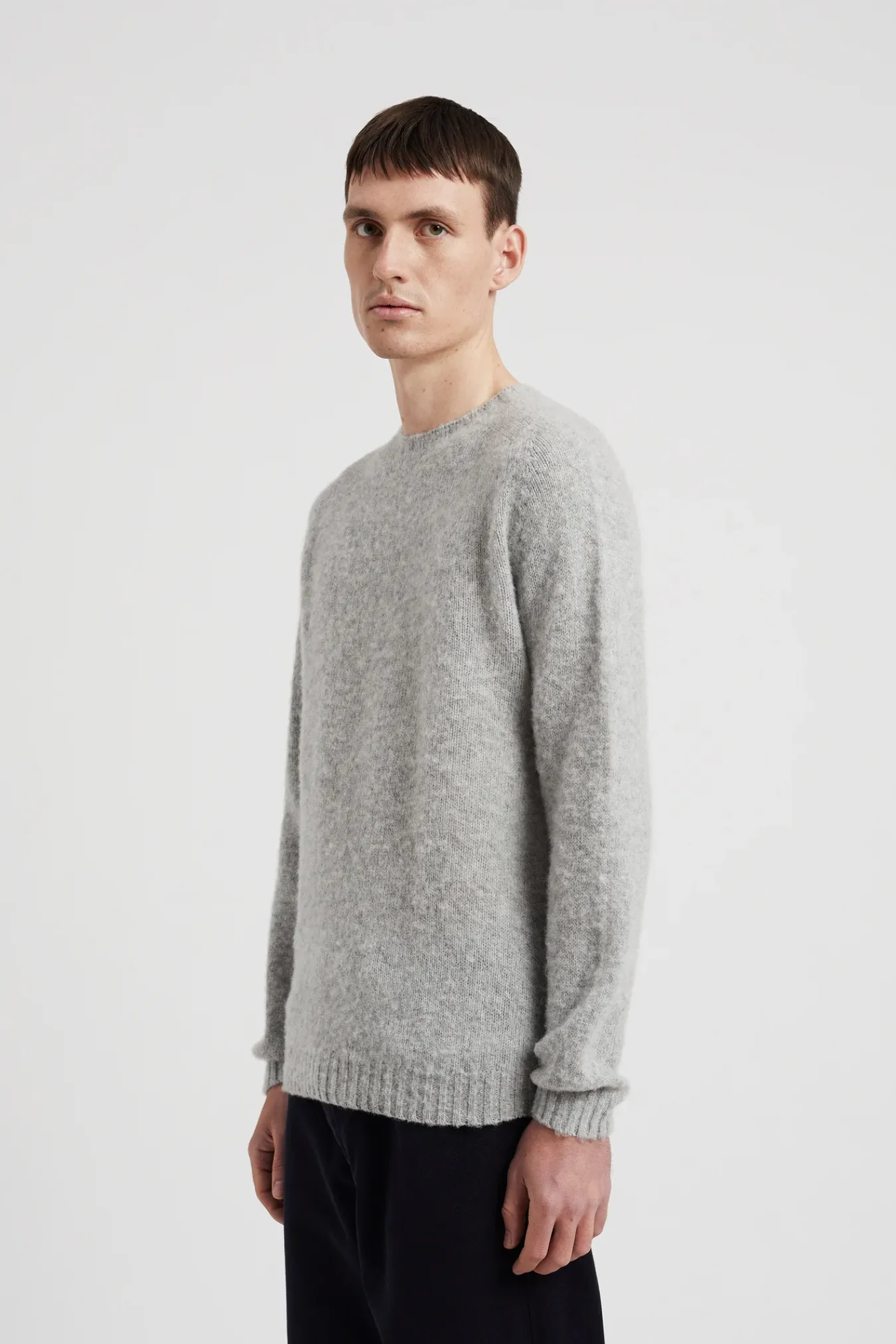 KNITWEAR^Norse Projects Birnir Brushed Lambswool Light Grey Melange