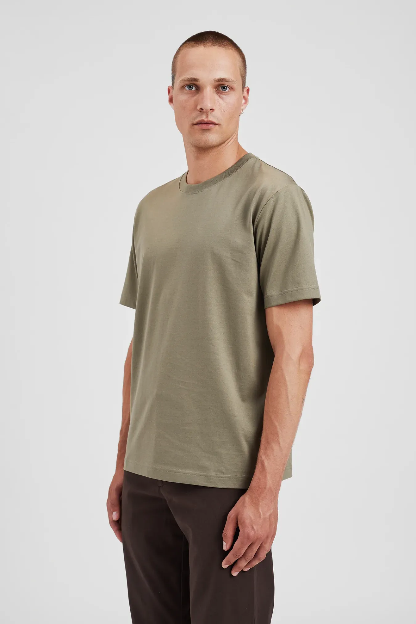 T-SHIRTS^Norse Projects Cotton Crêpe T-shirt Sediment Green