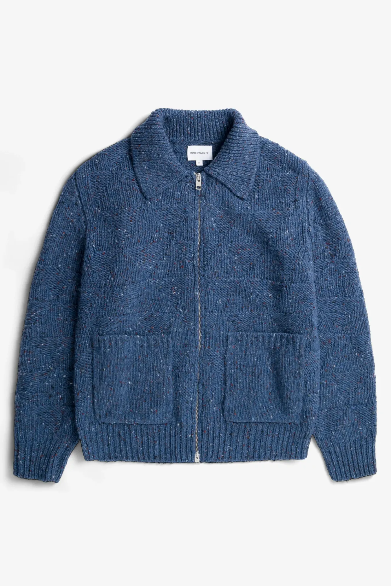 KNITWEAR^Norse Projects Erik Donegal Diamond Jacket Ensign Blue