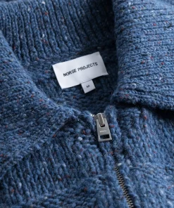 KNITWEAR^Norse Projects Erik Donegal Diamond Jacket Ensign Blue