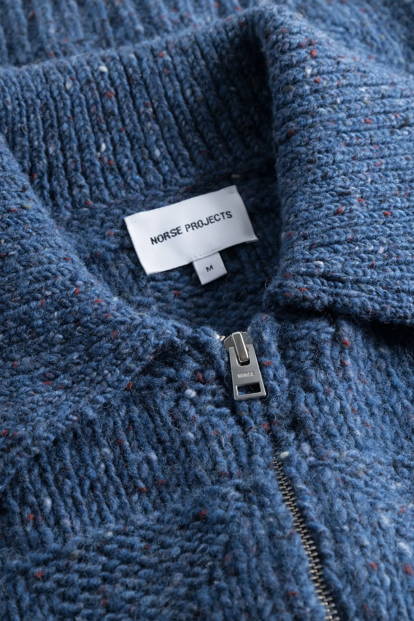 KNITWEAR^Norse Projects Erik Donegal Diamond Jacket Ensign Blue