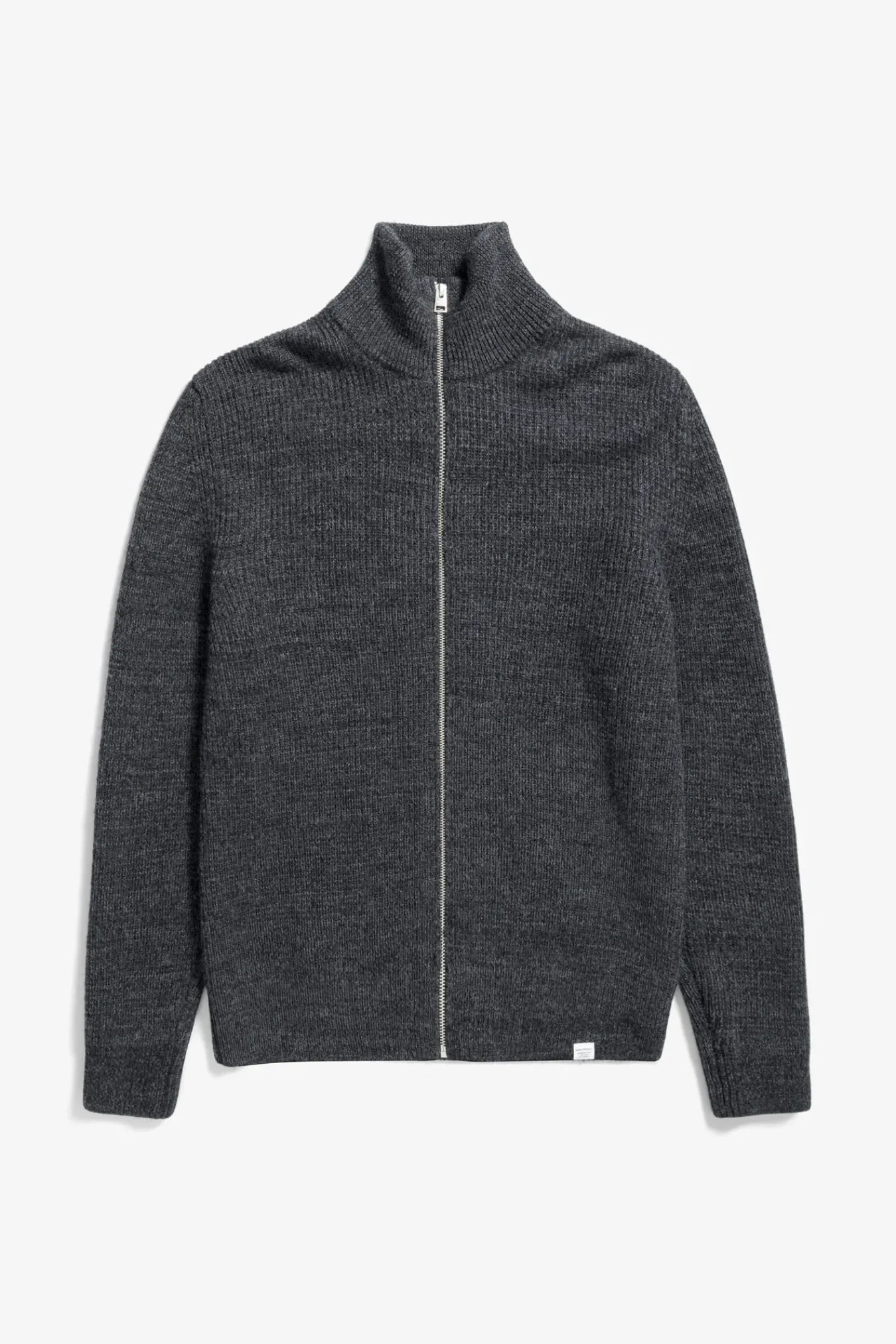 KNITWEAR^Norse Projects Hagen Wool Cotton Rib Full Zip Jacket Dark Grey Melange