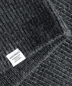 KNITWEAR^Norse Projects Hagen Wool Cotton Rib Full Zip Jacket Dark Grey Melange