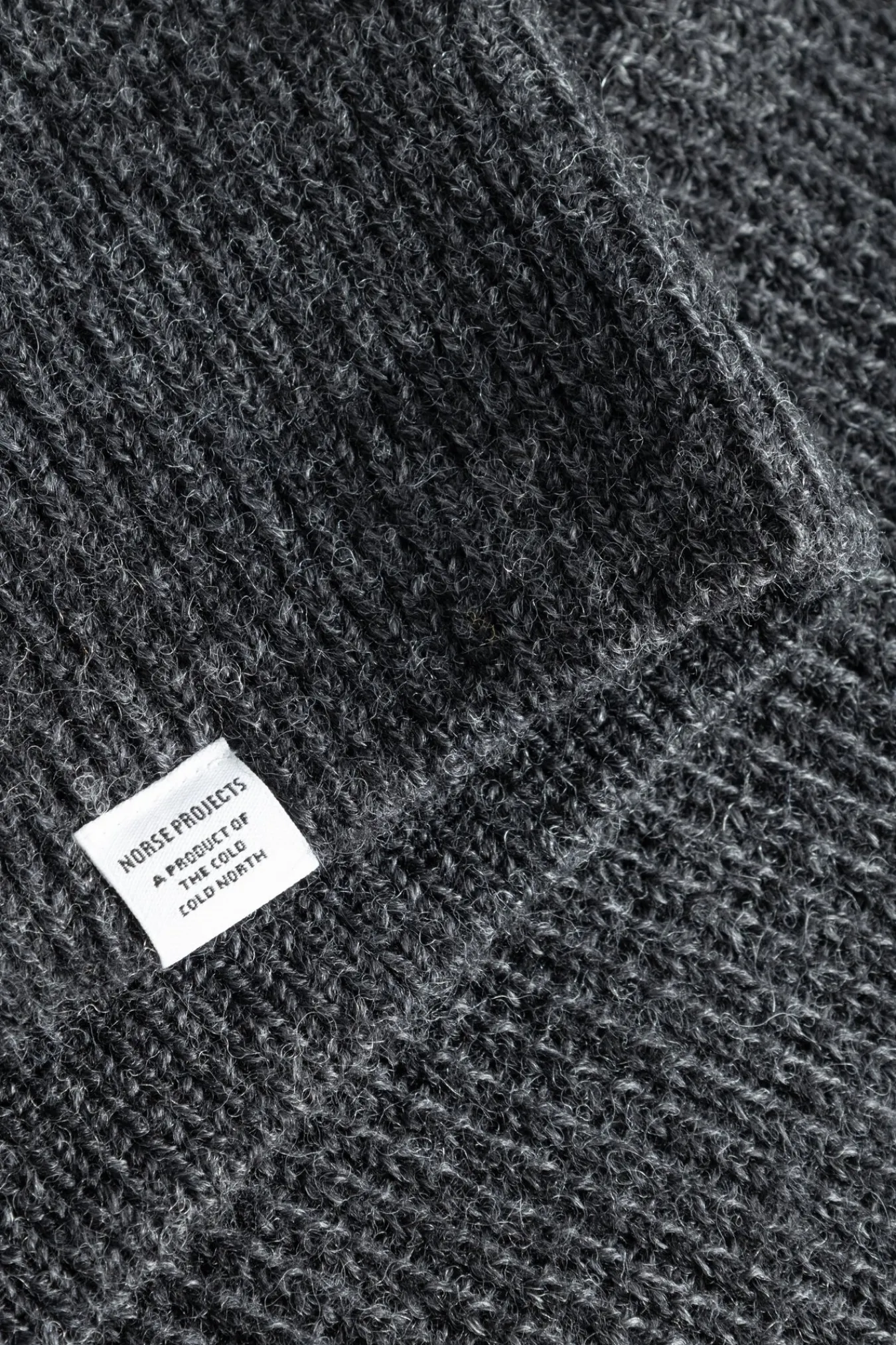 KNITWEAR^Norse Projects Hagen Wool Cotton Rib Full Zip Jacket Dark Grey Melange