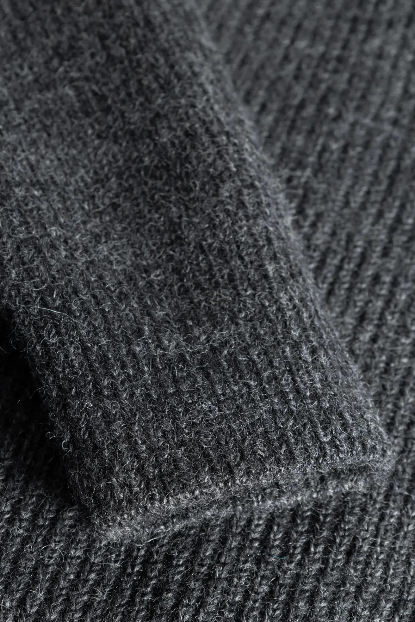 KNITWEAR^Norse Projects Hagen Wool Cotton Rib Full Zip Jacket Dark Grey Melange