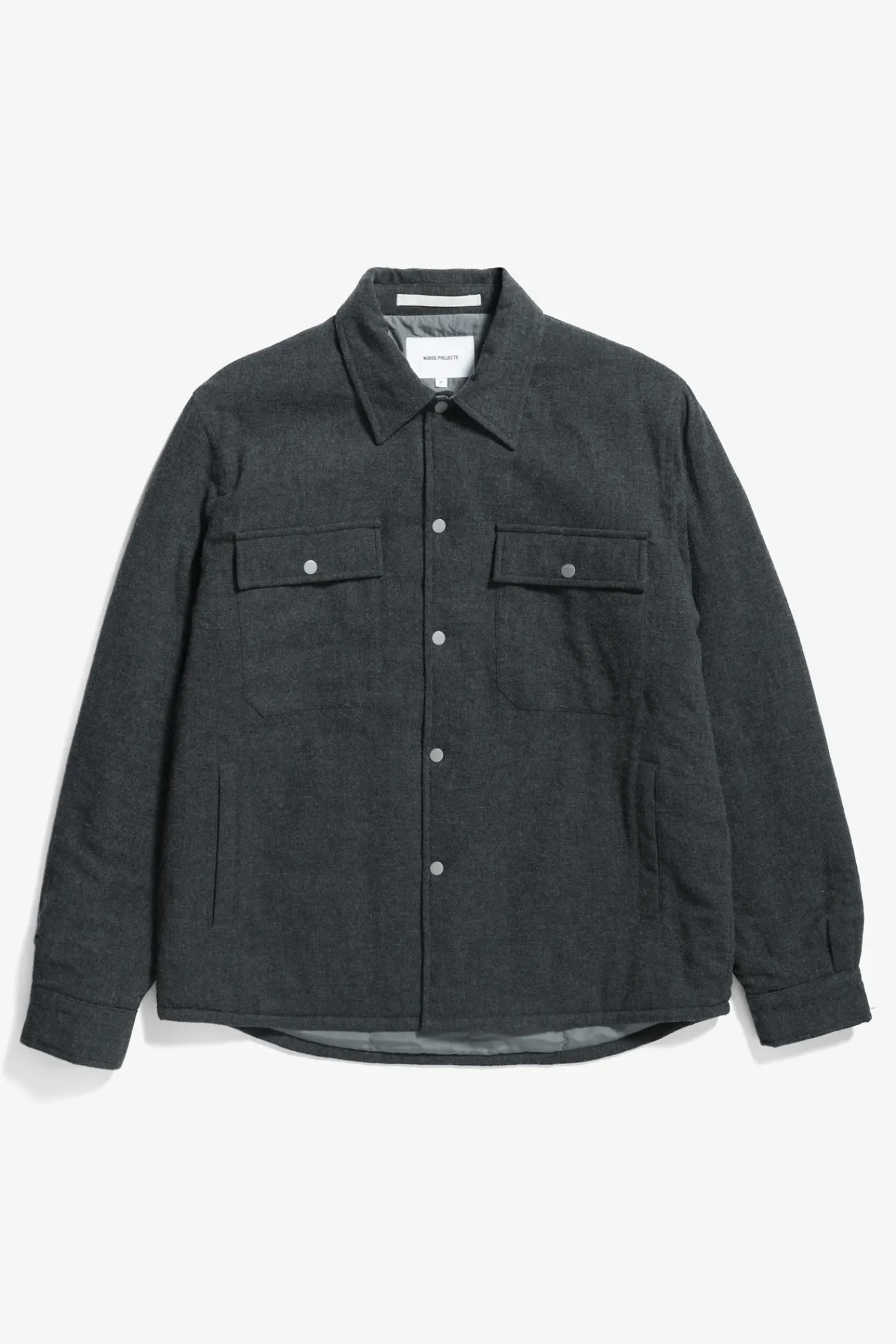 OVERSHIRTS^Norse Projects Hjalmer Insulated Wool Overshirt Charcoal Melange