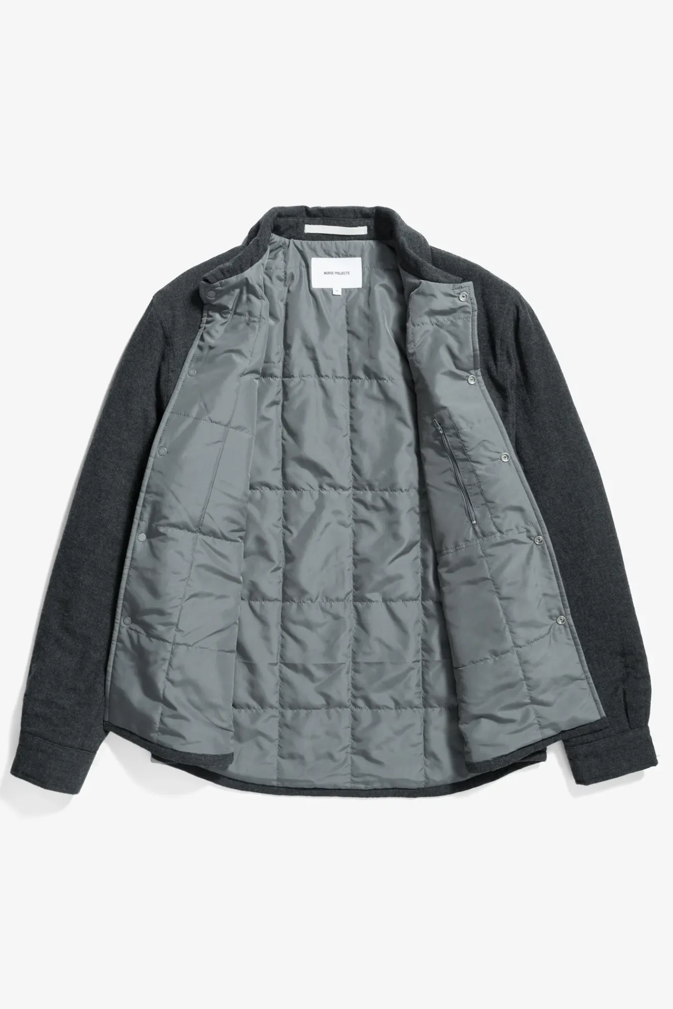 OVERSHIRTS^Norse Projects Hjalmer Insulated Wool Overshirt Charcoal Melange