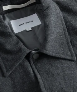 OVERSHIRTS^Norse Projects Hjalmer Insulated Wool Overshirt Charcoal Melange
