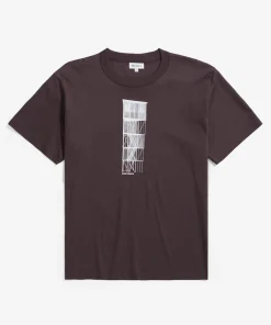 T-SHIRTS^Norse Projects Holger Organic Interlock Tower Print T-Shirt Wine Red