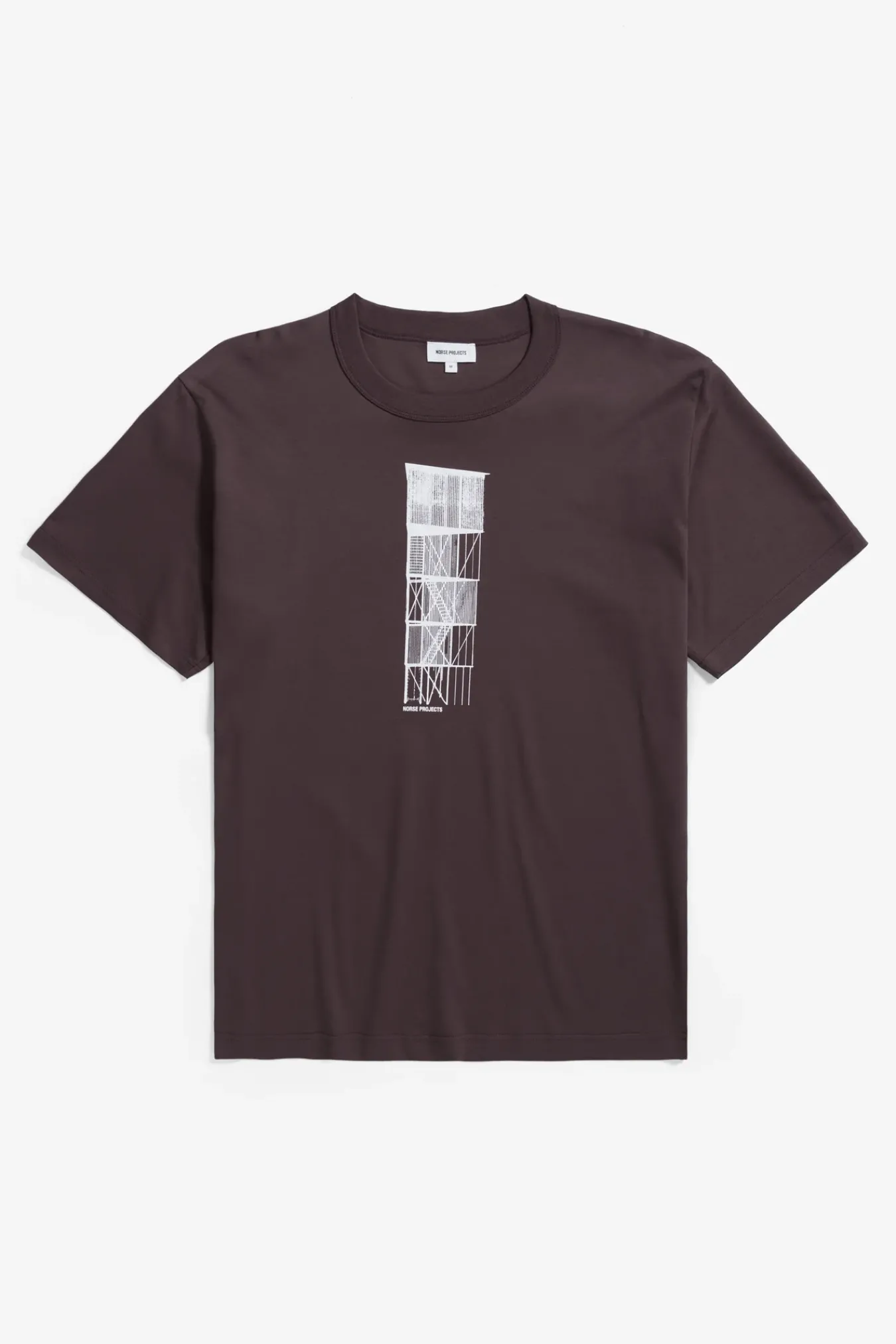 T-SHIRTS^Norse Projects Holger Organic Interlock Tower Print T-Shirt Wine Red