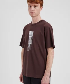 T-SHIRTS^Norse Projects Holger Organic Interlock Tower Print T-Shirt Wine Red