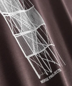 T-SHIRTS^Norse Projects Holger Organic Interlock Tower Print T-Shirt Wine Red