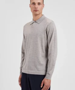 KNITWEAR^Norse Projects Jon Tech Merino LS Polo Sand