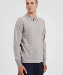 KNITWEAR^Norse Projects Jon Tech Merino LS Polo Sand