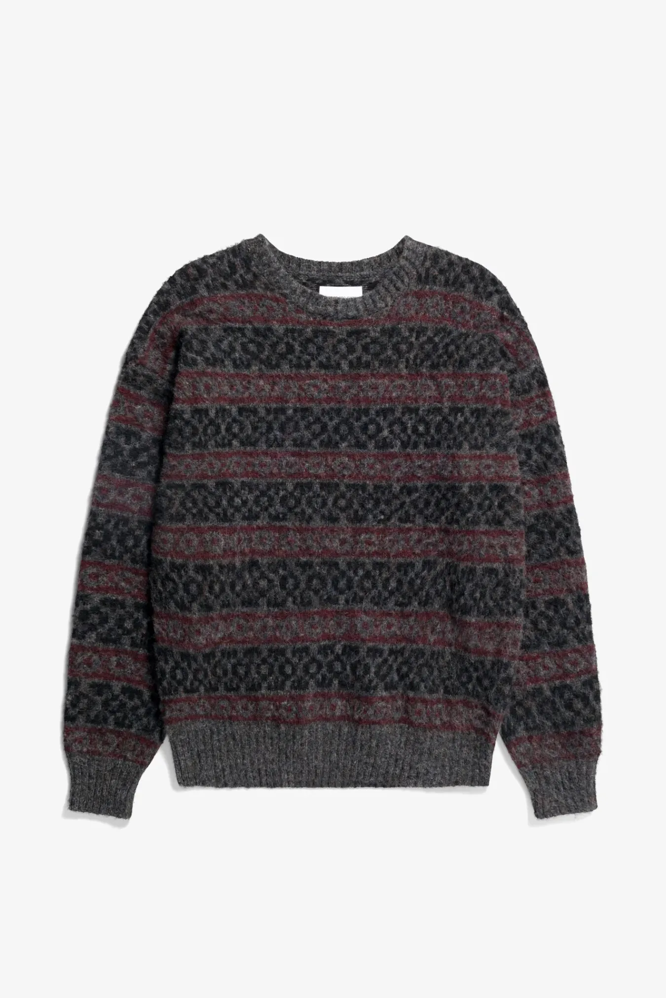 KNITWEAR^Norse Projects Jonas Scottish Lambswool Fair Isle Sweater Charcoal Grey