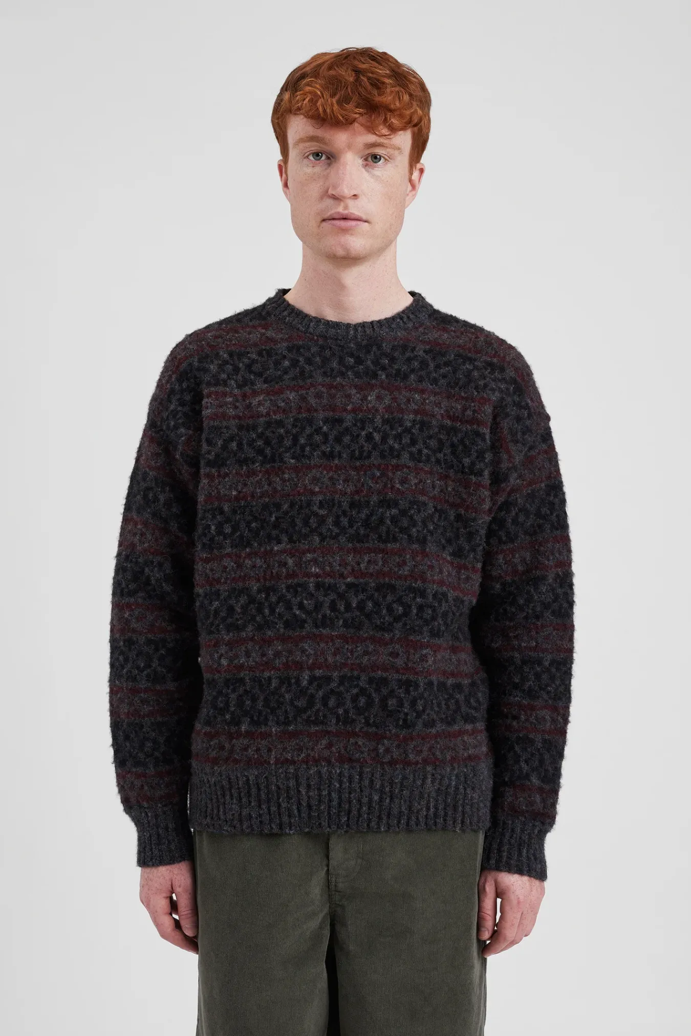 KNITWEAR^Norse Projects Jonas Scottish Lambswool Fair Isle Sweater Charcoal Grey