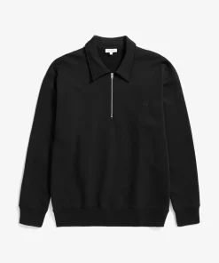 SWEATSHIRTS^Norse Projects Ketel Relaxed Organic NORSE Logo Half Zip Black