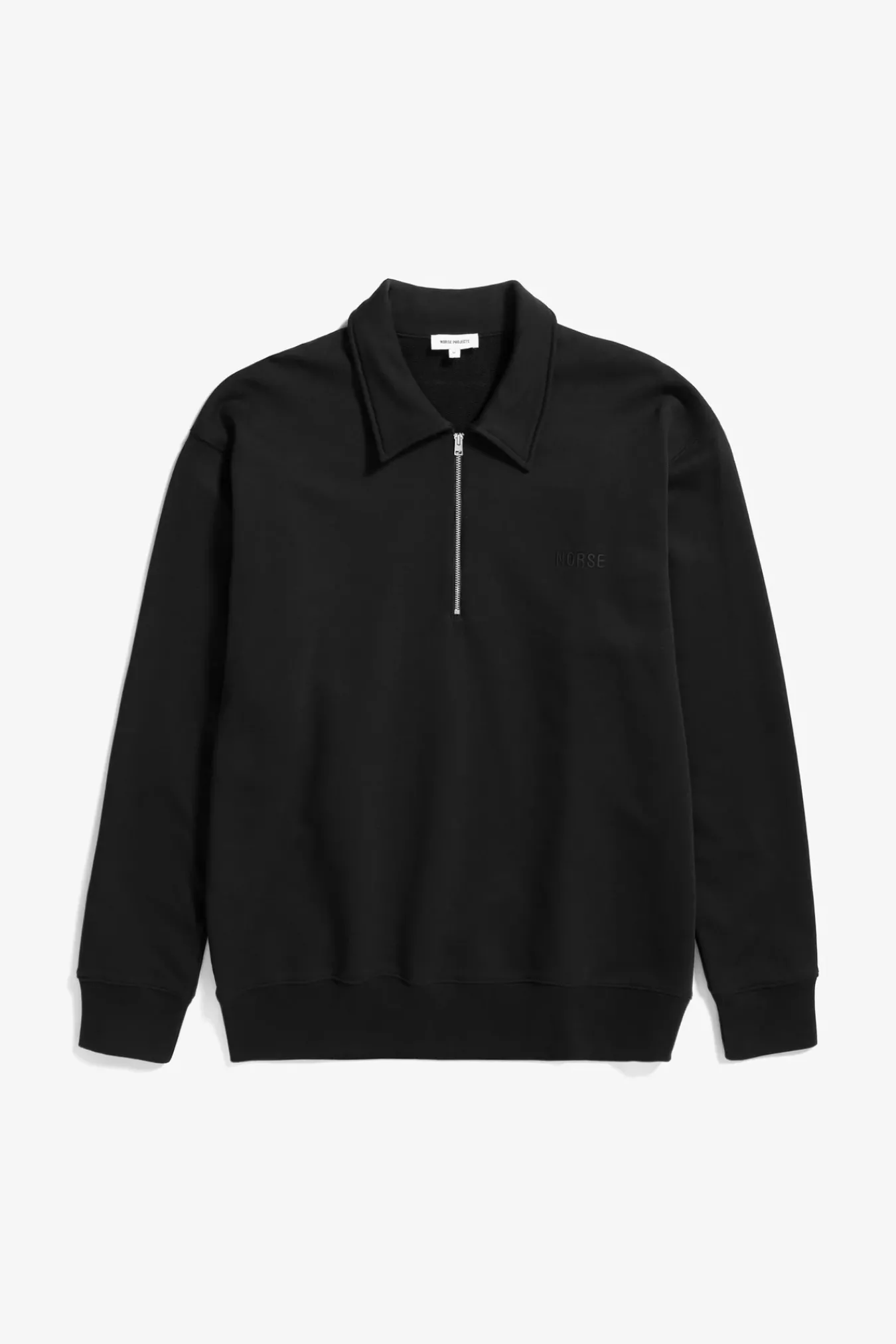 SWEATSHIRTS^Norse Projects Ketel Relaxed Organic NORSE Logo Half Zip Black