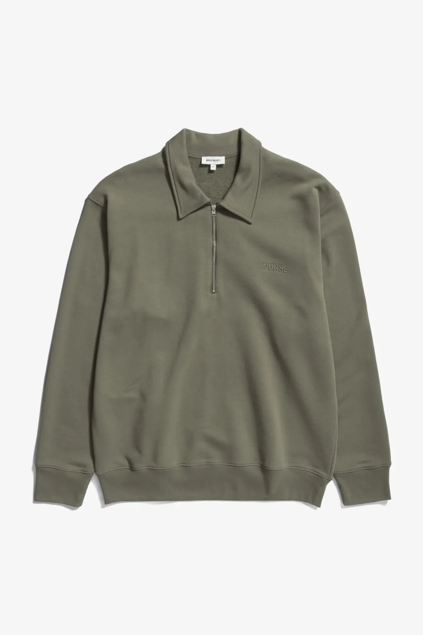 SWEATSHIRTS^Norse Projects Ketel Relaxed Organic NORSE Logo Half Zip Sediment Green