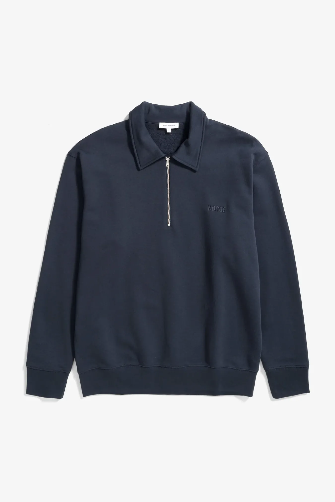SWEATSHIRTS^Norse Projects Ketel Relaxed Organic NORSE Logo Half Zip Dark Navy