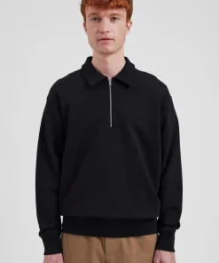 SWEATSHIRTS^Norse Projects Ketel Relaxed Organic NORSE Logo Half Zip Black