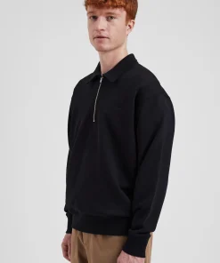 SWEATSHIRTS^Norse Projects Ketel Relaxed Organic NORSE Logo Half Zip Black