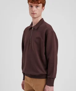 SWEATSHIRTS^Norse Projects Ketel Relaxed Organic NORSE Logo Half Zip Wine Red