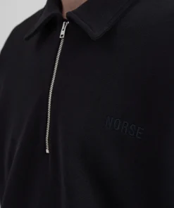 SWEATSHIRTS^Norse Projects Ketel Relaxed Organic NORSE Logo Half Zip Black