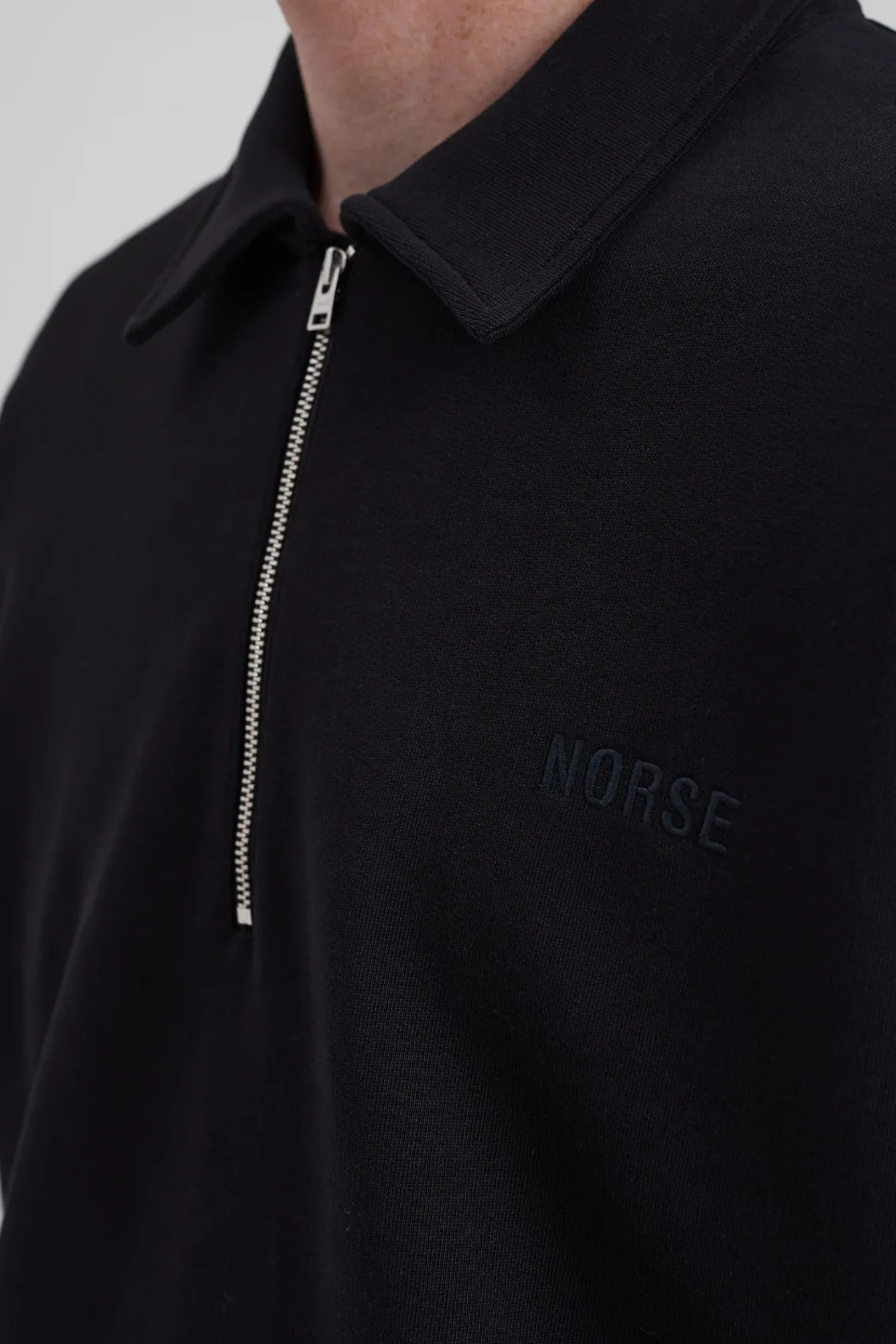 SWEATSHIRTS^Norse Projects Ketel Relaxed Organic NORSE Logo Half Zip Black