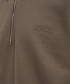 SWEATSHIRTS^Norse Projects Ketel Relaxed Organic NORSE Logo Half Zip Sediment Green