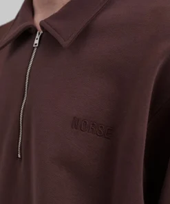 SWEATSHIRTS^Norse Projects Ketel Relaxed Organic NORSE Logo Half Zip Wine Red