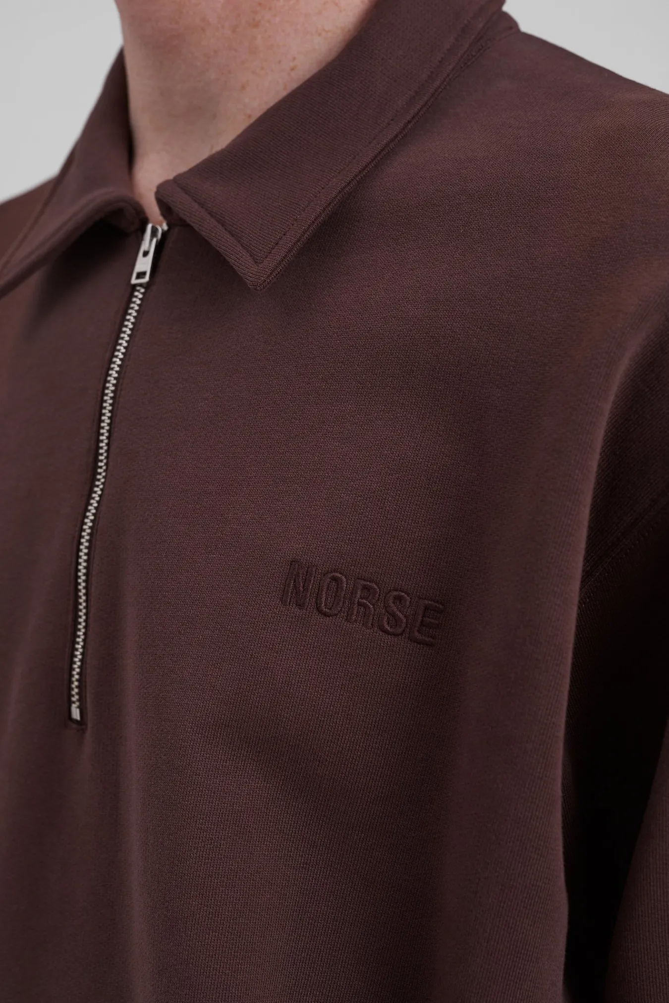 SWEATSHIRTS^Norse Projects Ketel Relaxed Organic NORSE Logo Half Zip Wine Red