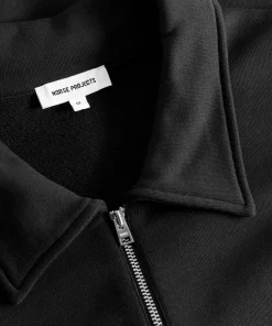 SWEATSHIRTS^Norse Projects Ketel Relaxed Organic NORSE Logo Half Zip Black