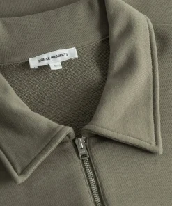 SWEATSHIRTS^Norse Projects Ketel Relaxed Organic NORSE Logo Half Zip Sediment Green