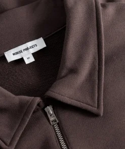 SWEATSHIRTS^Norse Projects Ketel Relaxed Organic NORSE Logo Half Zip Wine Red