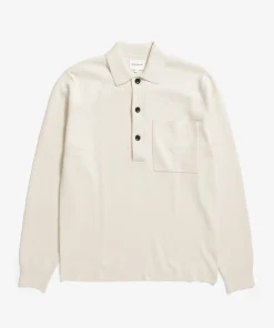 KNITWEAR^Norse Projects Kian Merino Cotton Milano Polo Enamel White