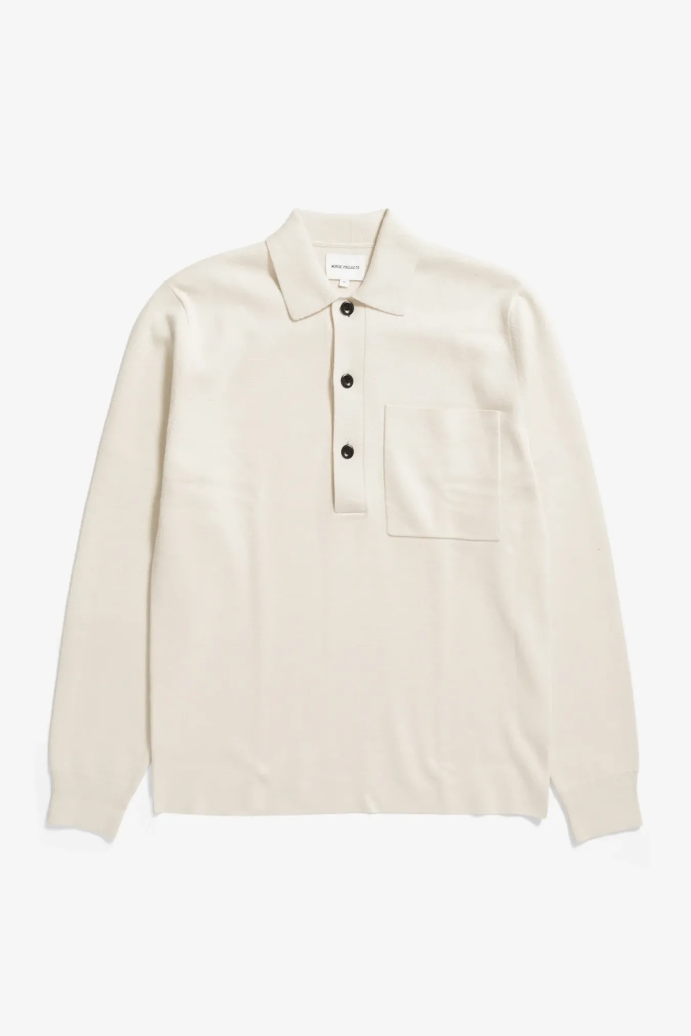 KNITWEAR^Norse Projects Kian Merino Cotton Milano Polo Enamel White
