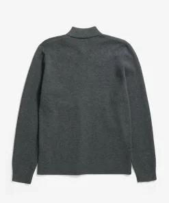 KNITWEAR^Norse Projects Kian Merino Cotton Milano Polo Dark Grey Melange