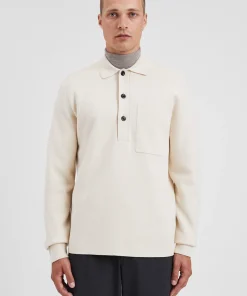 KNITWEAR^Norse Projects Kian Merino Cotton Milano Polo Enamel White