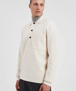 KNITWEAR^Norse Projects Kian Merino Cotton Milano Polo Enamel White