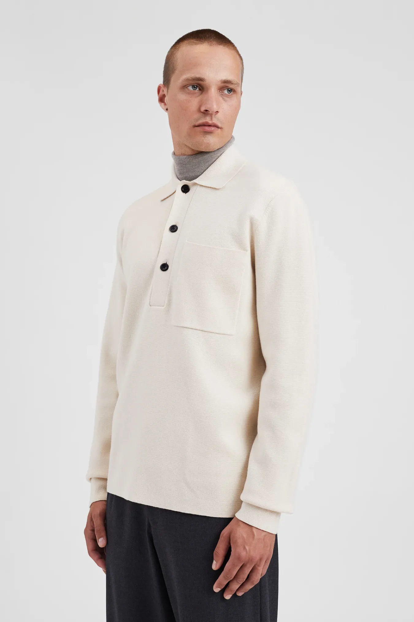 KNITWEAR^Norse Projects Kian Merino Cotton Milano Polo Enamel White