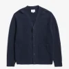 KNITWEAR^Norse Projects Loki Wool Cotton Rib Cardigan Dark Navy