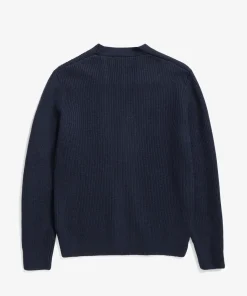 KNITWEAR^Norse Projects Loki Wool Cotton Rib Cardigan Dark Navy