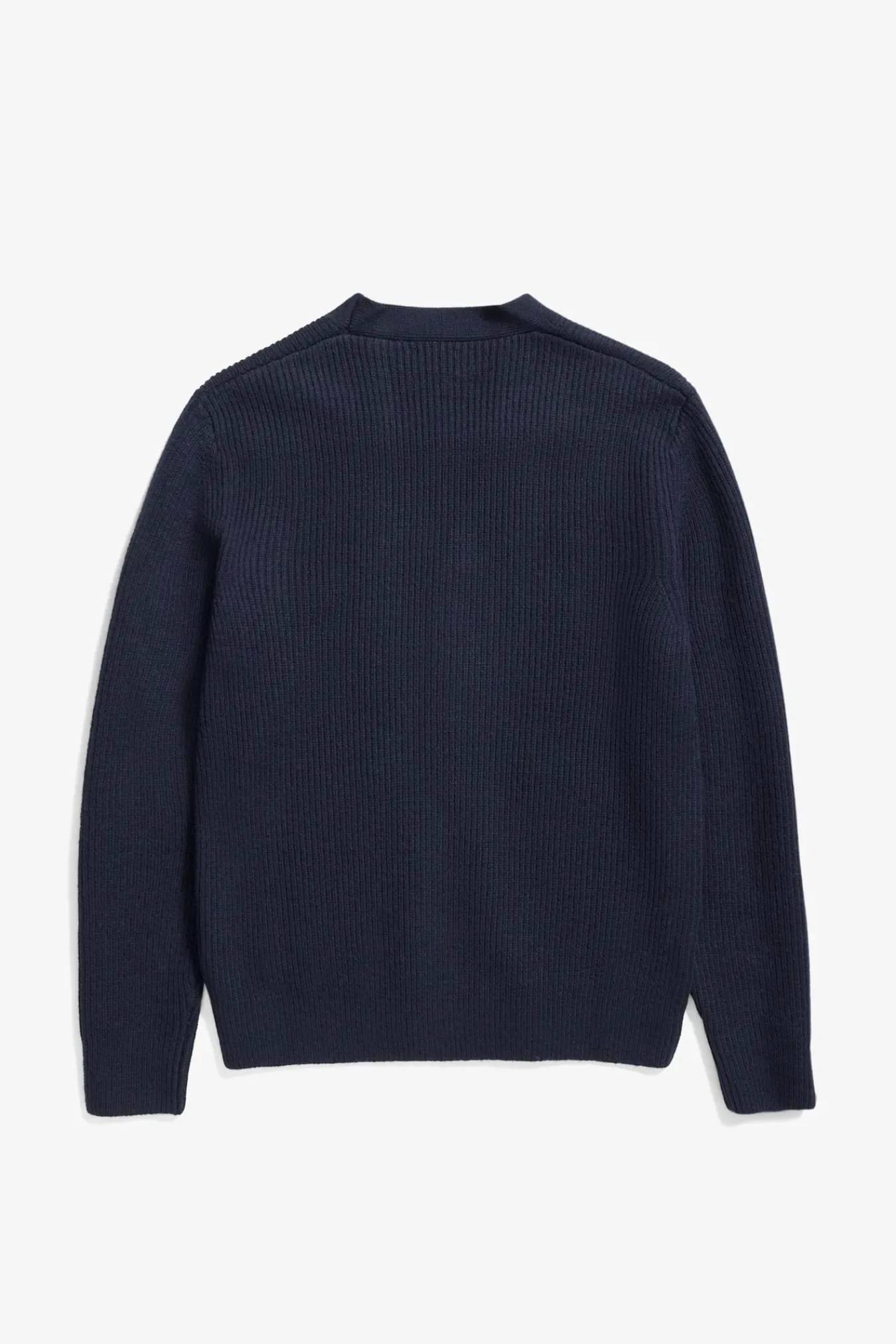 KNITWEAR^Norse Projects Loki Wool Cotton Rib Cardigan Dark Navy