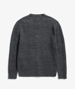 KNITWEAR^Norse Projects Loki Wool Cotton Rib Cardigan Dark Grey Melange