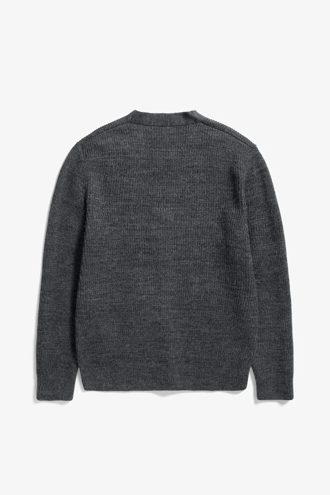 KNITWEAR^Norse Projects Loki Wool Cotton Rib Cardigan Dark Grey Melange