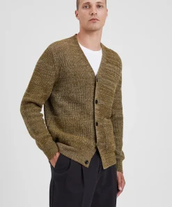 KNITWEAR^Norse Projects Loki Wool Cotton Rib Cardigan Sitka Green