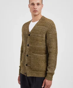 KNITWEAR^Norse Projects Loki Wool Cotton Rib Cardigan Sitka Green